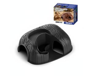Wswqop Industrial Abri Cachette Reptile Grotte pour Terrarium Refuge pour Serpent Cachette pour Lézard Structure 2 en 1 avec Zone Nourriture et Eau en Adapté, Noir, Grand