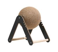 Wswqop Jouet Griffoir Chat avec Balle à Griffer en Bois Solide Roue Interactive Support Robuste Installation Facile Adapté Exercice Félin Maison Appartement, S