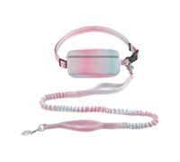 Wswqop Laisse de Chien Mains Libres avec Pochette Zippée Laisse de Course Réglable en Nylon Laisse de Jogging avec Poignée Rembourrée Ceinture de Taille Élas, Rose