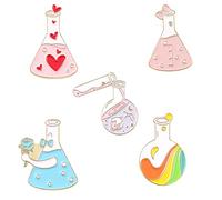 Wswqop Lot de 5 Broches émaillées en Forme de Bécher, Badges à épingler en Alliage, Cadeau Amusant