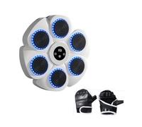 Wswqop Machine de Boxe Musicale à Réaction Intelligente avec Panneau Lumineux et Coussin de Frappe pour Augmenter La Force, Convient à Tous Les âges, Blanc