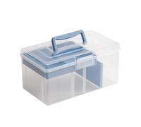 Wswqop Mallette de Transport pour Mahjong 29 X 16 X 14,5 Cm, Légère et Portable, pour L'organisation Des Tuiles, Polyvalente, Transparente, avec Poignée, Bleu