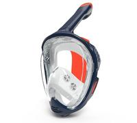 Wswqop Masque de Snorkeling Intégral Lunettes de Plongée Tuba Intégré Lentille Transparente Joint Facial Doux Structure Pliable pour Rangement Flux d'air Sec, Noir Et Orange, L
