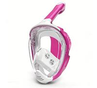 Wswqop Masque de Snorkeling Intégral Lunettes de Plongée Tuba Intégré Lentille Transparente Joint Facial Doux Structure Pliable pour Rangement Flux d'air Sec, Blanc Et Rose, XL