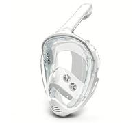 Wswqop Masque de Snorkeling Intégral Lunettes de Plongée Tuba Intégré Lentille Transparente Joint Facial Doux Structure Pliable pour Rangement Flux d'air Sec, Blanc, XL