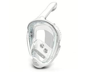 Wswqop Masque de Snorkeling Intégral Lunettes de Plongée Tuba Intégré Lentille Transparente Joint Facial Doux Structure Pliable pour Rangement Flux d'air Sec, Blanc, XL