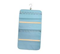 Wswqop Organisateur de Bijoux Suspendu avec Double Pochette, Fixation Murale pour Bagues, Bracelets et Boucles D'oreilles, avec Crochets Métalliques, En, Bleu Clair