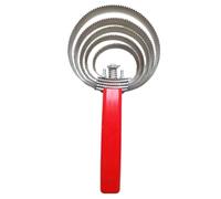 Wswqop Peigne pour Chevaux Brosse Curry Réversible Acier INOX Grip Caoutchouc Antidérapant Épilation Outil Pratique Adaptée à la Toilette de Bovins Ovins, 5 Anneaux