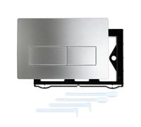 Wswqop Plaque de Chasse Murale pour Toilette Suspendue Panneau de Commande à Deux Boutons Fonction Demi et Pleine Chasse en Plastique Léger Compatible, Argent
