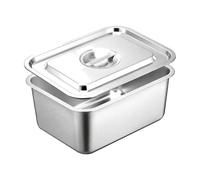Wswqop Plat En Acier Inoxydable Rectangulaire Poignée Intégrée Récipient Gastronorme Cvercle Lavable Au Lave-Vaisselle pr, 40x30x15 Cm