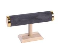 Wswqop Porte-Bijoux Support Bracelets Collier Organisateur Présentoir Montre Bangle Rangement Rack Bois Flanelle Métal avec Finition Détaillée Adapté à La Ma, Gris