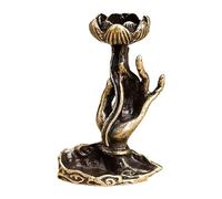 Wswqop Porte-encens à Refoulement, Brûleur D'encens En, Décoration Cadeau, Bâton, Cône, Encensoir En Alliage pour Méditation, Salon, avec Lotus 5.4x3.6 Cm