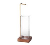 Wswqop Porte-encens Moderne en Verre, Laiton et Bois, Fonction de Récupération, Stabilité, Adapté à La Méditation, 8cmx8.5cmx26cm