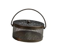 Wswqop Porte-encens Rond Creux avec Couvercle, Style Rétro, Portable, pour Camping, Extérieur, Maison, Intérieur, Bronze