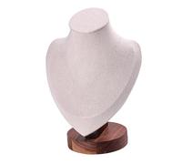 Wswqop Présentoir Collier Buste Support Organisation Bijoux Mannequin Velours Bois pour Rangement Décoration Boutique Exposition Chambre Dresser Comptoir BOU, Beige S