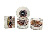 Wswqop Roues de Skateboard Roue Longboard roulettes Patinage Patins Polyuréthane PU 80A Bonne Accroche et Glisse avec, Transparent avec Motif Éclaboussures De Peinture Et Roulements Noirs, 60X45cm