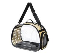 Wswqop Sac de Transport Pliable pour Chat, Sac Transparent Portable, Accessoire pour Petits et Moyens Animaux de Compagnie, Design Rembourré et Antidérapant, Or L