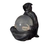Wswqop Statue de La Faucheuse, Figurine Du Dieu de, Boule Lumineuse LED, Objet de Décoration Original et Inquiétant, Noir