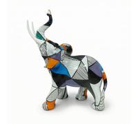 Wswqop Statuette Éléphant Figurine Statue Éléphant Sculpture Animale Décoration Table en Résine Lisse Brillante Finition Soignée Adaptée aux Collections, Éléphant Coloré