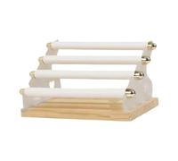 Wswqop Support à Bagues Présentoir Multi-Niveaux Porte-bagues Vertical Séparé Organisateur Bijoux avec Base en Bois Fonction Détachable Stockage pour Table D, Cuir Blanc