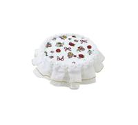 Wswqop Table Miniature pour Poupée Nappe en ntelle Jupe Volantée pour Salon Chambre Décoration Scène Miniature Élégante, Fraise