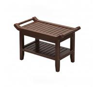 Wswqop Tabouret de en Bambou Moso Banc de Salle de Bain Tabouret Bas Multifonctionnel Tabouret de Rangement à Double Niveau Repose-pieds Noyer Siège Doux, 60 Cm, style to 2