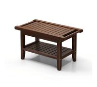 Wswqop Tabouret de en Bambou Moso Banc de Salle de Bain Tabouret Bas Multifonctionnel Tabouret de Rangement à Double Niveau Repose-pieds Noyer Siège Doux, 60 Cm, style to 3