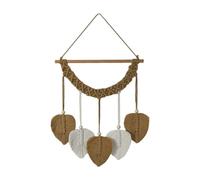 Wswqop Tapisserie Murale En Macramé à Motifs de Feuilles, Style élégant, Tressée à La Main avec Pompons, Idéale pour Une Chambre D'étudiant, Un Ap, Brun