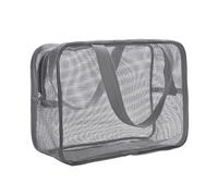 Wswqop Trousse de Toilette Maillage Respirant Sac de Maquillage Portable Pochette à Fermeture Éclair Organisateur Rangement Cosmétique pour Travail Ma, gris, m