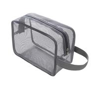 Wswqop Trousse de Toilette Maillage Respirant Sac de Maquillage Portable Pochette à Fermeture Éclair Organisateur Rangement Cosmétique pour Travail Ma, gris, s