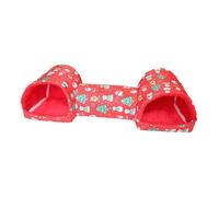 Wswqop Tunnel de Jeu/cachette en Polyester Robuste pour Cobayes, Hamsters et Souris, Idéal pour Aménager Un Espace de de Couchage dans Leur Cage, Bonhomme de Neige Rouge