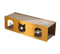 Wswqop Tunnel pour Chat Griffoir Maison Cardboard Lit Cachette avec Jouet Suspendu Fabriqué MDF Adapté Aux Chats D'Intérieur Animaux de Petite Taill, 101cmx29cmx30cm