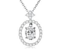 WSX Collier en or blanc 1 carat Moissanite (couleur D, VS1-VS2, 1,5 carat), pendentif géométrique pour mariage, cadeau pour femme, épouse, petite amie, Noël