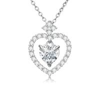 WSX Collier en or blanc 1 carat Moissanite (couleur D, VS1-VS2, 1,5 carat), pendentif géométrique pour mariage, cadeau pour femme, épouse, petite amie, Noël