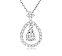 WSX Collier en or blanc 1 carat Moissanite (couleur D, VS1-VS2, 1,5 carat), pendentif géométrique pour mariage, cadeau pour femme, épouse, petite amie, Noël