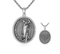WSX Collier Saint Michael en argent sterling pour hommes et femmes Saint Michael Pendentif Médaille Collier Talisman Archange nous protègent Bijoux Cadeaux pour la fête des pères, mari, ami, police