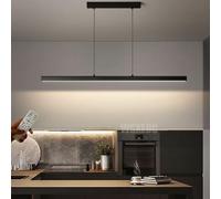 WSXEDC Noir Linear led Table de salle à manger Suspension dimmable Salle à mangerLampe L120cm 48W moderne Lustre acrylique Salon Cuisine Bureau Lampe à suspendre avec télécommande Pendant Lampe
