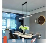WSXEDC Noir Linear led Table de salle à manger Suspension dimmable Salle à mangerLampe L80cm 32W moderne Lustre acrylique Salon Cuisine Bureau Lampe à suspendre avec télécommande Pendant Lampe