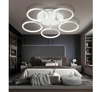 WSXEDC Plafonnier moderne LED Ring pour grand chambre 5 flammes blanc intensité variable 50 W 4000 LM avec veilleuse éclairage de plafond chambre à coucher bureau salle d'activités