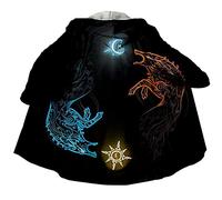 WSXJJ Manteau Capuche Fausse Cachemire Viking Tattoo pour Homme, Cape Mythologie Nordique Imprimée 3D Parka d'hiver Chaud,Hati sköll,L