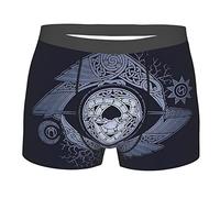 WSXJJ Viking Drôle Imprimé 3D Boxer pour Homme, Tatouage Nordique Nouveauté Humoristique Boxer Shorts sous-Vêtements,Raven Eyes,L