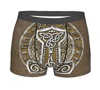 WSXJJ Viking Drôle Imprimé 3D Boxer pour Homme, Tatouage Nordique Nouveauté Humoristique Boxer Shorts sous-Vêtements,Thor Hammer,XL