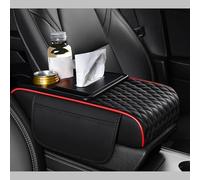 WSYLJX Coussin D'accoudoir de Voiture pour Lotus Elise Elise Cup S1 S2 S3 Emeya Emira Esprit Evija, Antidérapant Console Centrale Tapis Cuir avec Sacs Rangement Interieur Accessoire,Black-Red