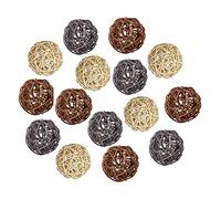 Wsymxuo 24/15 Boules Décoratives en Rotin Naturel Mélangé, Jouets pour Oiseaux, Décoration de Table pour Mariage, Noël, Remplissage de Vases, Fleuriste, Gris Naturel Blanc15