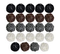 Wsymxuo 24/15 Boules Décoratives en Rotin Naturel Mélangé, Jouets pour Oiseaux, Décoration de Table pour Mariage, Noël, Remplissage de Vases, Fleuriste, Noir Gris Blanc 24