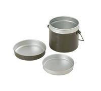 Wsymxuo 3 Pièces Récipient Déjeuner Aluminium Coffret Marmite Poêle Alliage Léger Verrouillage Sécurisé Multi-Usage Feu et Réchaud Adapté au Camping Randonnée, Boîte À Lunch Ronde en Aluminium