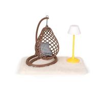 Wsymxuo 4 Pièces Balancelle Miniature avec Support Douce Décoration Maison Poupée Léger Jouet pour Maquette, Brown Hanging Chair