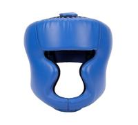 Wsymxuo Casque d'Entraînement Arts Martiaux Casque de Protection Casque Casque de Boxe à Ouverture Faciale Partielle Découpe Menton et Oreilles Rembourrage, Bleu, S