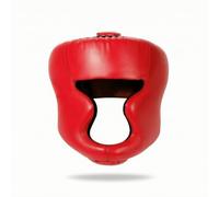 Wsymxuo Casque d'Entraînement Arts Martiaux Casque de Protection Casque Casque de Boxe à Ouverture Faciale Partielle Découpe Menton et Oreilles Rembourrage, Rouge, L