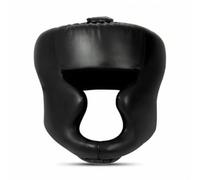 Wsymxuo Casque d'Entraînement Arts Martiaux Casque de Protection Casque Casque de Boxe à Ouverture Faciale Partielle Découpe Menton et Oreilles Rembourrage, Noir, L